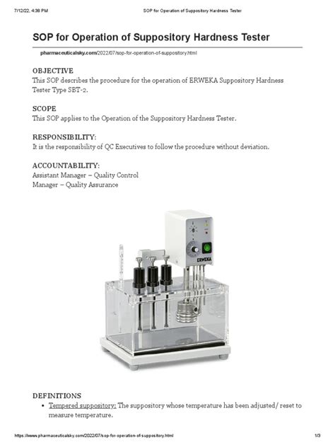 pfizer hardness tester sop